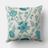 ジャコビーンフローラLgパターンティール（緑がかった色）オンクリーム クッション (裏面)