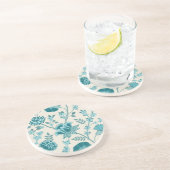 ジャコビーンフローラLgパターンティール(緑がかった色)オンクリーム コースター (側面)