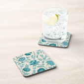 ジャコビーンフローラLgパターンティール(緑がかった色)オンクリーム コースター (右側)