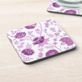 ジャコビーンフローラLgパターンピンクオンホワイト コースター (左側)