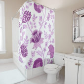 ジャコビーンフローラLgパターンピンクオンホワイト シャワーカーテン (インサイチュ)