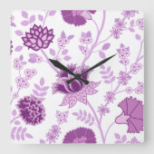 ジャコビーンフローラLgパターンピンクオンホワイト スクエア壁時計 (正面)