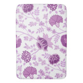 ジャコビーンフローラLgパターンピンクオンホワイト バスマット (正面縦)