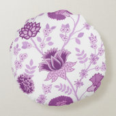 ジャコビーンフローラLgパターンピンクオンホワイト ラウンドクッション (裏面)