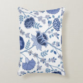 ジャコビーンフローラLgパターンブルーの上に白 アクセントクッション (正面(垂直))