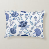 ジャコビーンフローラLgパターンブルーの上に白 アクセントクッション (裏面)