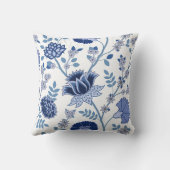 ジャコビーンフローラLgパターンブルーの上に白 クッション (裏面)