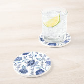 ジャコビーンフローラLgパターンブルーの上に白 コースター (側面)