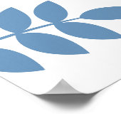 ジャコビーンフローラLgパターンブルーの上に白 ポスター (角)