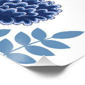 ジャコビーンフローラLgパターンブルーの上に白 ポスター (コーナー)