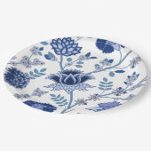 ジャコビーンフローラLgパターンブルースオンホワイト ペーパープレート (アングル)