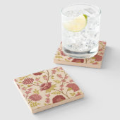 ジャコビーンフローラLgパターンレッズピンクス金ゴールドクリーム ストーンコースター (横)