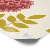 ジャコビーンフローラLgパターンレッズピンクス金ゴールドクリーム ポスター (コーナー)