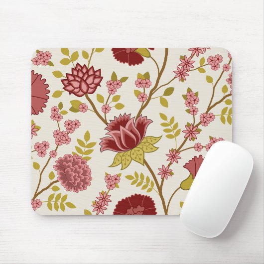 ジャコビーンフローラLgパターンレッズピンクス金ゴールドクリーム マウスパッド (マウス)