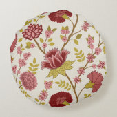 ジャコビーンフローラLgパターンレッズピンクス金ゴールドクリーム ラウンドクッション (裏面)