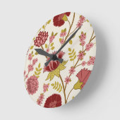 ジャコビーンフローラLgパターンレッズピンクス金ゴールドクリーム ラウンド壁時計 (傾斜)