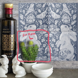 ジャコビーンラビットバーズデニムブルーホワイトボトムL タイル