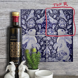 ジャコビーンラビットバーズフラワーブルーホワイトトップR タイル