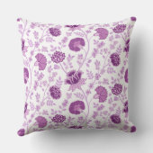 ジャコビーン花柄ピンクオンホワイト クッション (裏面)