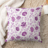 ジャコビーン花柄ピンクオンホワイト クッション (ブランケット)