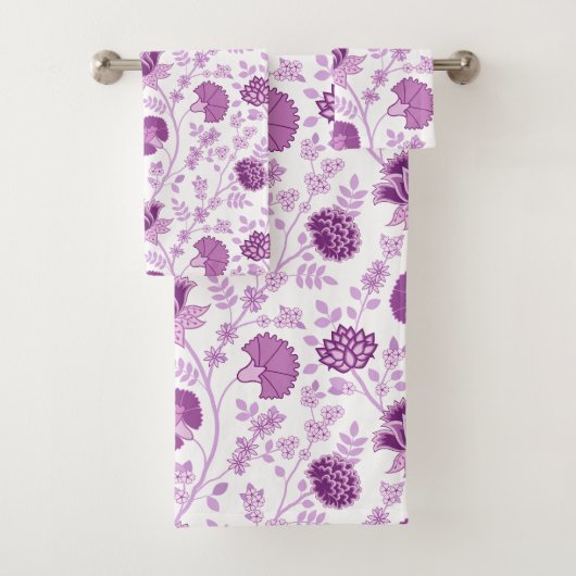 ジャコビーン花柄ピンクオンホワイト バスタオルセット (インサイチュ)