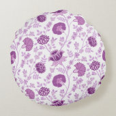 ジャコビーン花柄ピンクオンホワイト ラウンドクッション (裏面)