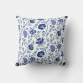 ジャコビーン花柄ブルースオンホワイト クッション (裏面)