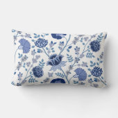 ジャコビーン花柄ブルースオンホワイト ランバークッション (裏面)