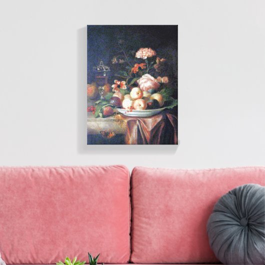 ジャコブ・ボガニー桃とプラムの木の葉の皿 キャンバスプリント (インサイチュ (リビング))