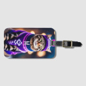 ジャジーウィンター子猫 – モノグラムの追加 ラゲッジタグ (正面横)