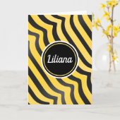 ジャジーキュートブラックアンドイエローストライプの（昆虫）マルハナバチ カード (黄色い花)