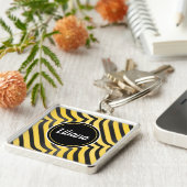 ジャジーキュートブラックアンドイエローストライプの(昆虫)マルハナバチ キーホルダー (側面)