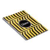 ジャジーキュートブラックアンドイエローストライプの(昆虫)マルハナバチ ノートブック (右側)