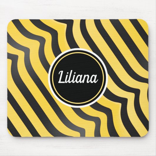 ジャジーキュートブラックアンドイエローストライプの（昆虫）マルハナバチ マウスパッド (正面)