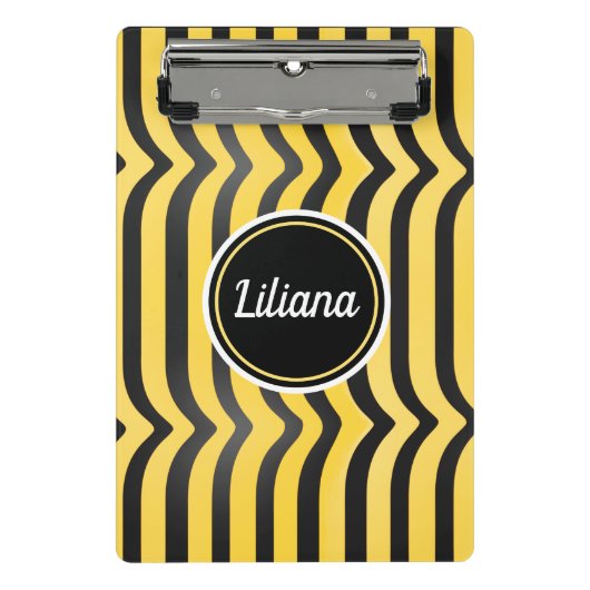 ジャジーキュートブラックアンドイエローストライプの（昆虫）マルハナバチ ミニクリップボード (正面)