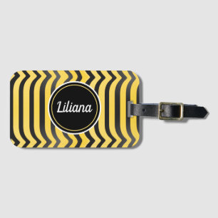 ジャジーキュートブラックアンドイエローストライプの（昆虫）マルハナバチ ラゲッジタグ