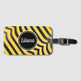 ジャジーキュートブラックアンドイエローストライプの（昆虫）マルハナバチ ラゲッジタグ