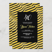 ジャジーキュートブラック&イエローストライプの(昆虫)マルハナバチインビタ 招待状 (正面/裏面)
