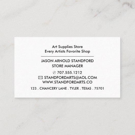 ジャジーグラフィティアートアートアートサプライ・ストア 名刺 (裏面)