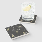 ジャジーサクソフォン&ミュージカルノート ストーンコースター (横)