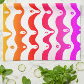 ジャジートロピカルドリッサイケデリックティングストライプ キッチンタオル (折り畳み)