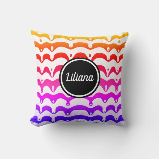 ジャジートロピカルドリッサイケデリックティングストライプ クッション (正面)