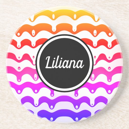 ジャジートロピカルドリッサイケデリックティングストライプ コースター (正面)