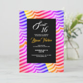 ジャジートロピットリップ(幻覚体験)のようなクサイケデリックストリペイ模様 招待状 (スタンド正面)