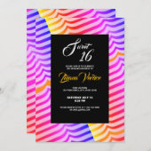ジャジートロピットリップ(幻覚体験)のようなクサイケデリックストリペイ模様 招待状 (正面/裏面)