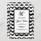 ジャジーブラック&ホワイトウェーブゼブラストライプズ招待状 招待状 (正面/裏面)