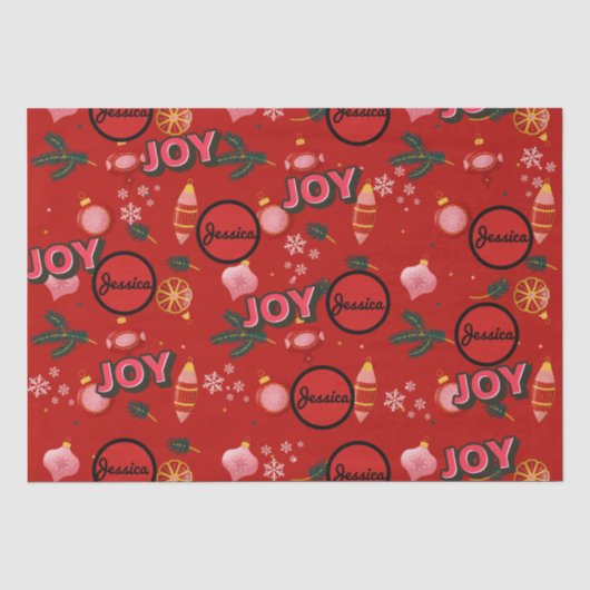 ジャジーレッドクリスマスジョイのパーソナライズ 薄葉紙 (正面)