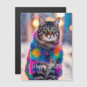ジャジー子猫インコート – Happy 2025 – 磁気カード (正面/裏面)