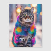 ジャジー子猫インコート – Happy 2025 – 磁気カード (正面)