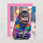 ジャジー子猫インファーコート – Happy 2024 シーズンポストカード (正面/裏面)
